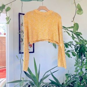Yellow Cropped Sweater with Bell Sleeves